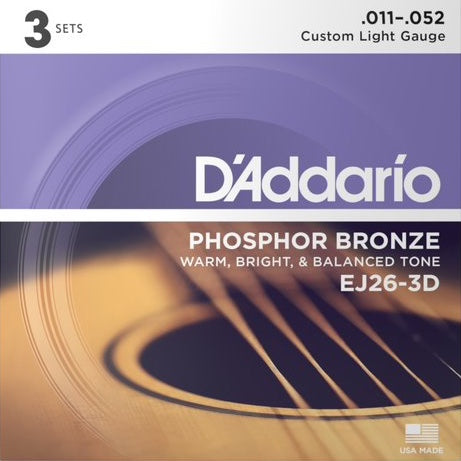 Acoustic EJ26-3D Phosphor Bronze Custom Light 3 Pack 11-52