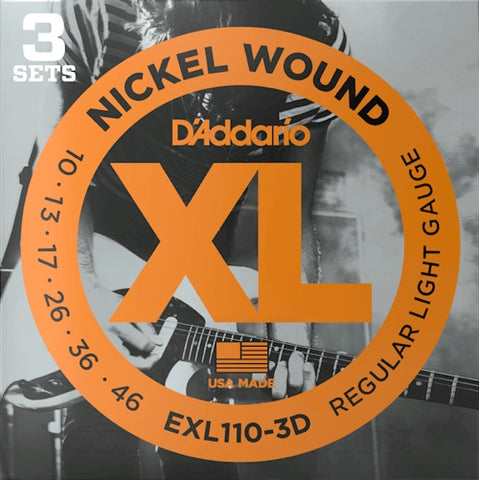 Electric EXL110-3D Nickel Wound Regular Light 3 Pack 10-46