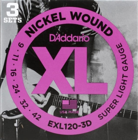 Electric EXL120-3D Nickel Wound Super Light 3 Pack 9-42