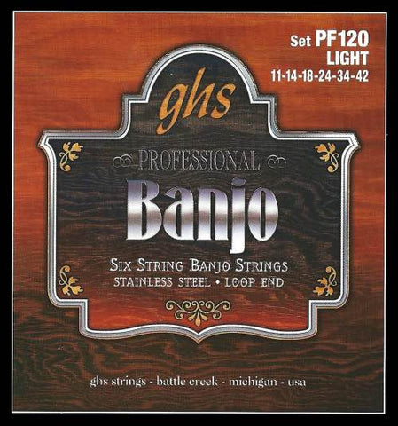 Banjo Stainless Steel 6-String Light Set PF120